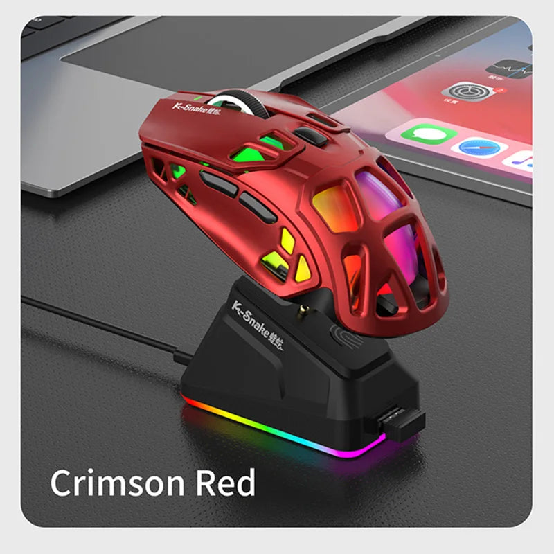 Лека геймърска мишка Lenovo Tri-Mode с RGB зарядна докинг станция 12000DPI 2.4G/Bluetooth/кабелна ергономична мишка за PC и лаптоп