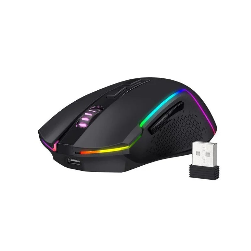 Redragon M693 trådløs/kablet BT & 2.4G Bluetooth gamingmus 8000 DPI med 3 tilslutningstilstande og RGB-baggrundsbelysning til PC/Mac/laptop