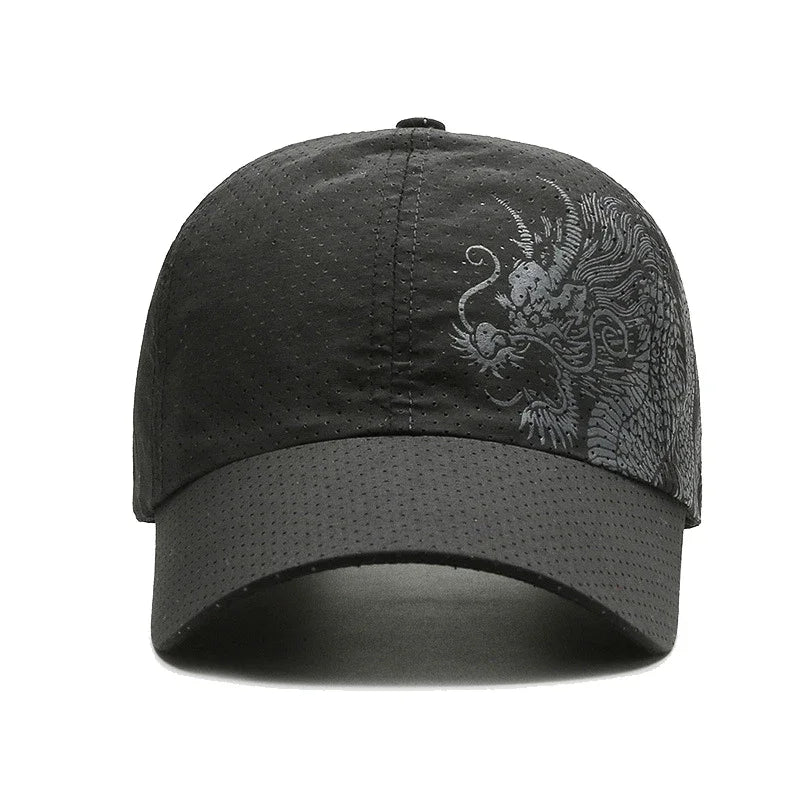 Nova ljetna bejzbolska kapa s kineskim zmajem, brzosušeća s otvorima za zrak, uniseks, za outdoor, ležerne sportske aktivnosti i zaštitu od sunca, trucker stil