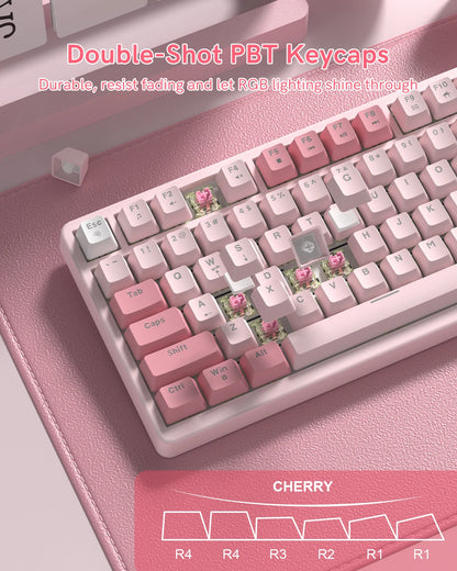 Womier VK75 Wired Mechanical Keyboard Retro Pink Custom Hot-swappable Keyboard for PC Computer Laptop
