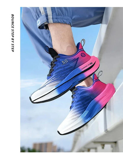 Brand Men's Carbon Plate Running Shoes, Soft Cushion, Shock Absorbing Sports Shoes, Unisex Sneakers, Light Anti-Slip Training Shoes