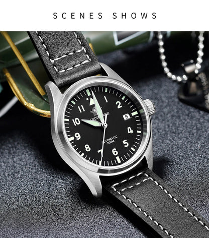 ADDIESDIVE Men's Automatic Mechanical Diving Watch 200m Waterproof C3 Ultra Bright Men's Watch Men's Leather Retro Watch AD2519