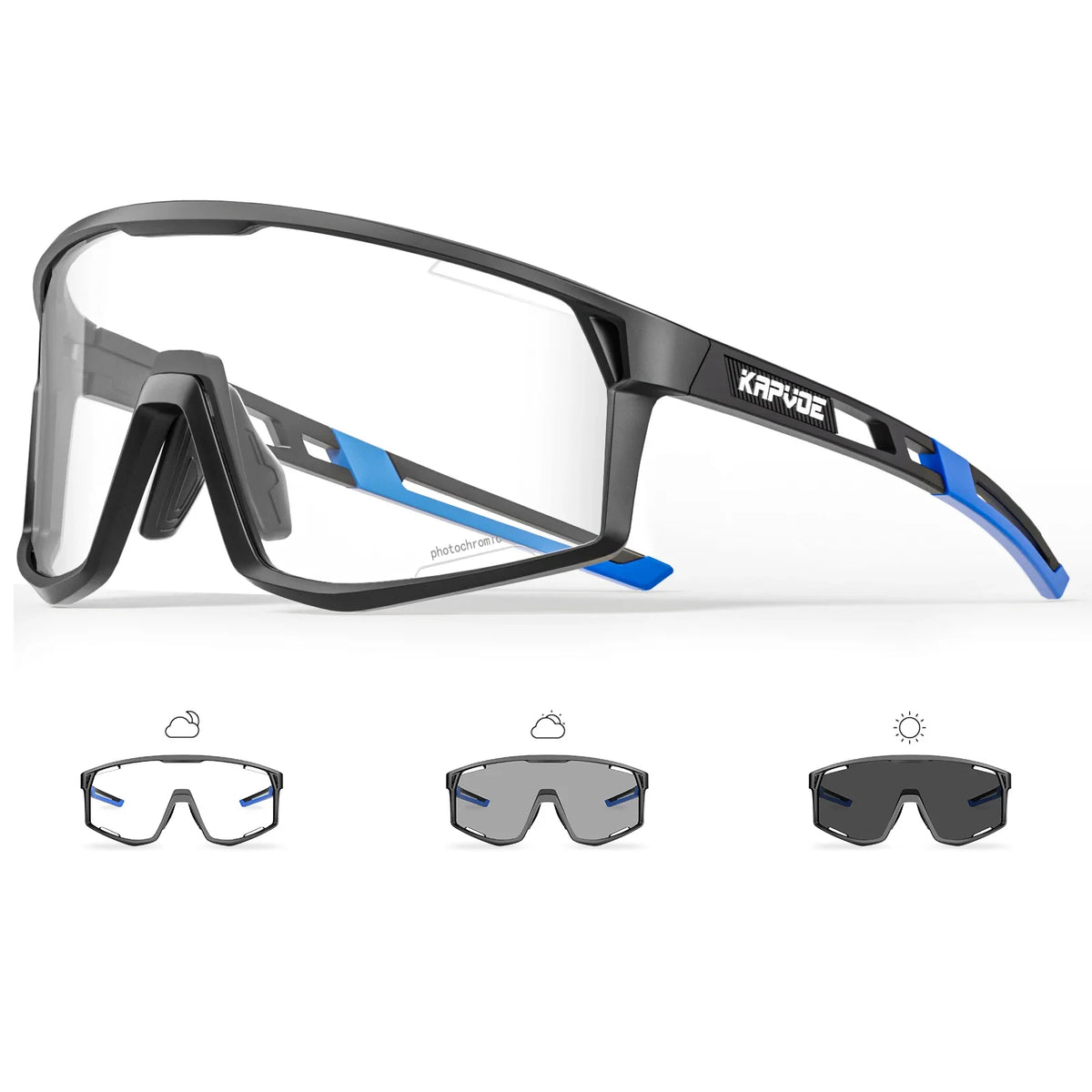 KAPVOE Ochelari UV400 pentru bărbați și femei, pentru ciclism de șosea, sporturi montane, activități în aer liber, ochelari de soare fotocromatici pentru ciclism, ochelari de bicicletă