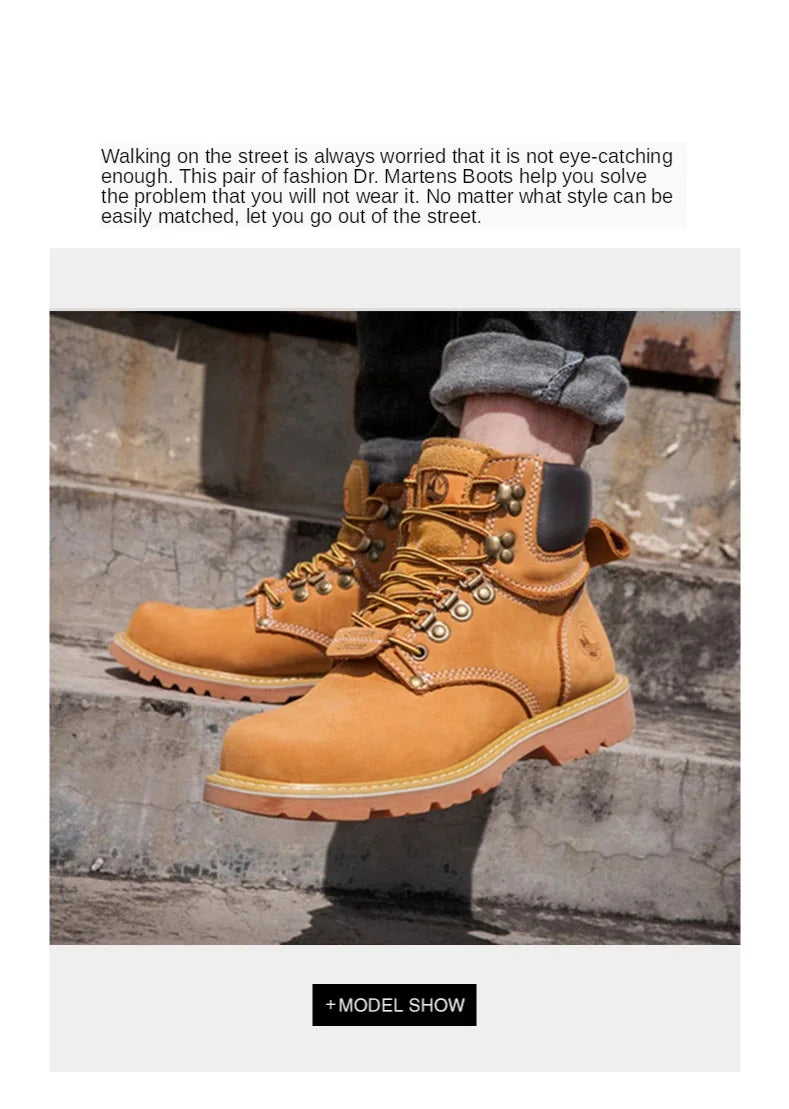 KOWM Cowhide Outdoor Men Hiking Shoes Waterproof Tactical Desert Shoes Hunting Boots Snow Boots Fur Sneakers Women Trekking Shoes