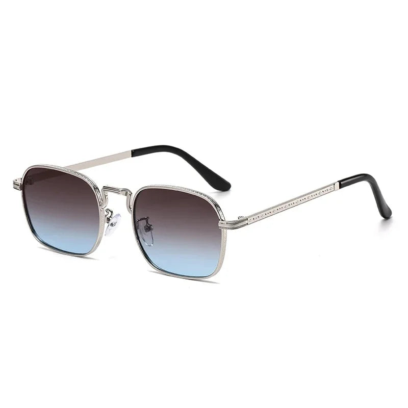 Ochelari de soare metalici, pătrați și ovali, la modă, retro, pentru bărbați și femei, personalizați, rezistenți la raze UV, ochelari de vedere de lux, design UV400
