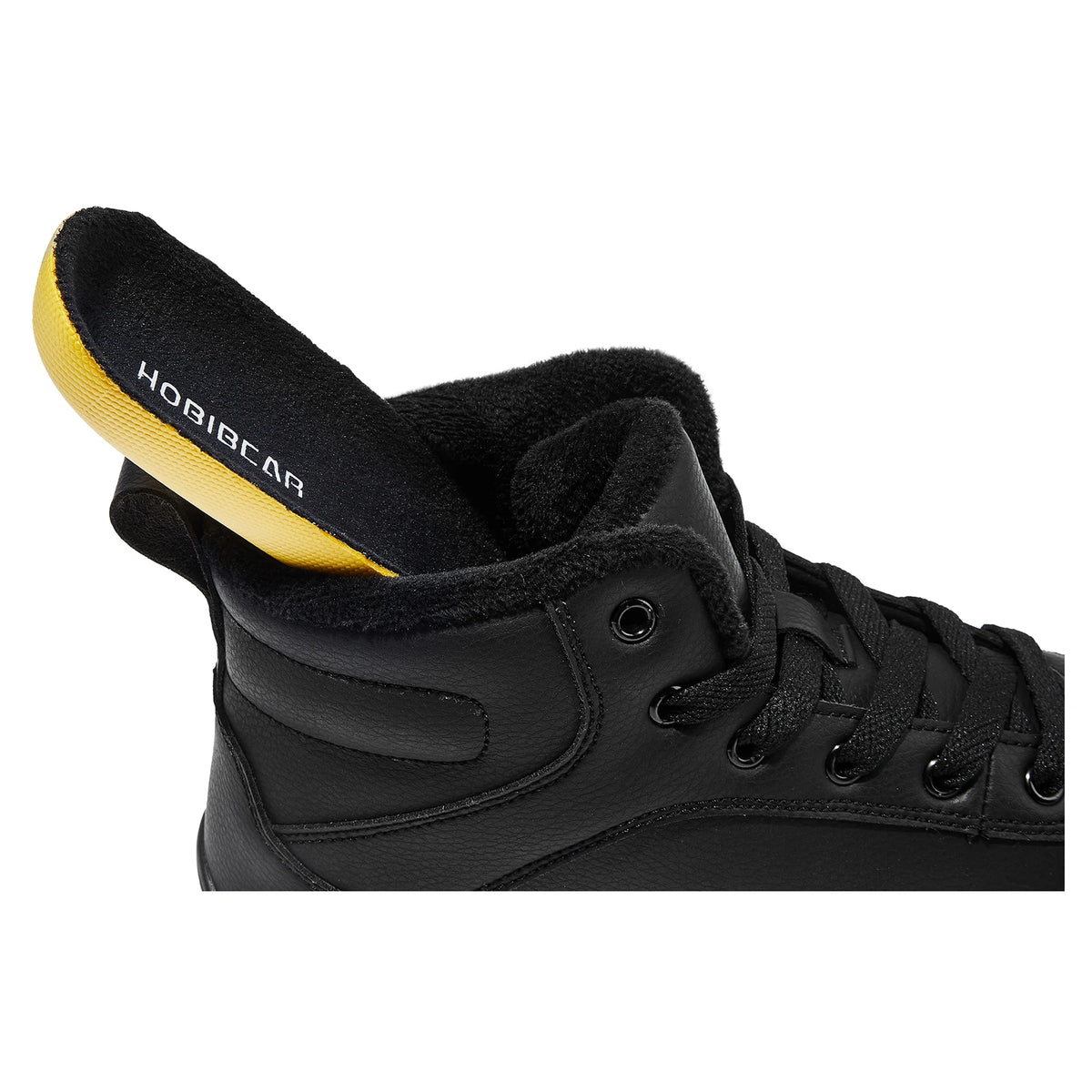 HOBIBEAR Unisex-Barfußschuhe für den Winter, Damen und Herren, breite Zehenkappe, mit Kunstfell gefüttert, Knöchel-Sneaker, Schnürschuhe aus Kunstleder