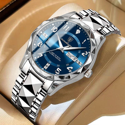 Relógio de homem POEDAGAR Fashion Luxury, estanque, luminoso, de quartzo, bracelete em aço inoxidável, data e dia da semana, estilo descontraído.