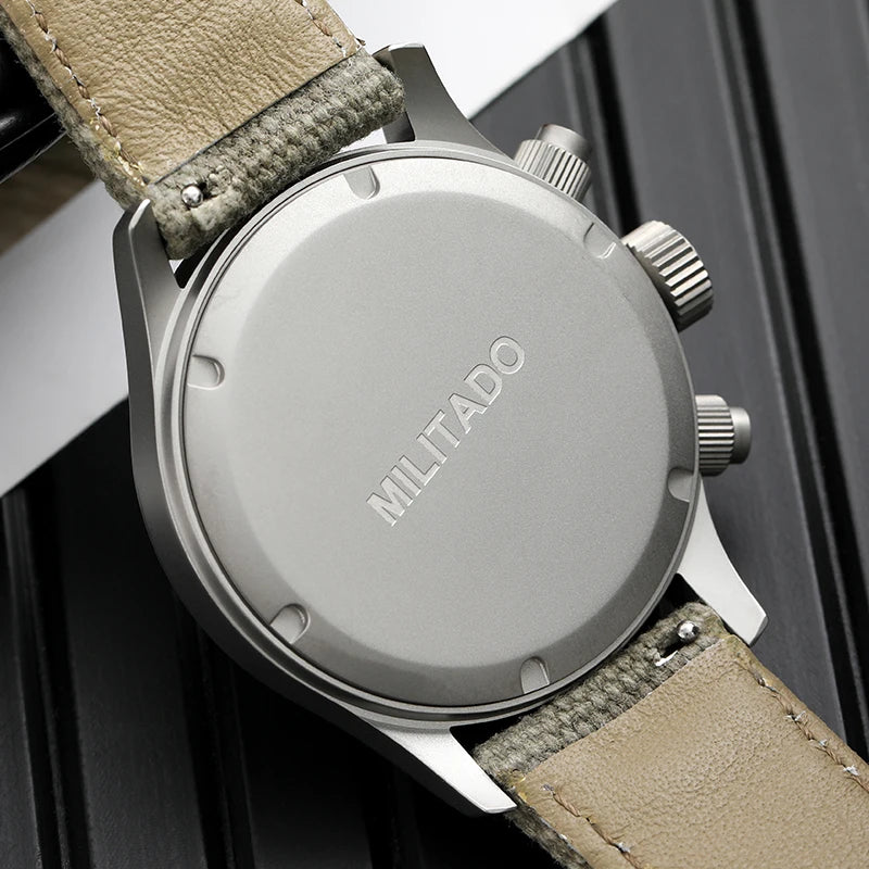 Militado ML1868KF Retro VK67 Quartz Chronograph Watch Stainless Steel Case 3 Dial Waterproof 100M  Multifunction Military Watch