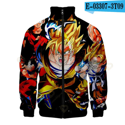 New Fashion Dragon Ball Print Stand Collar Zipper Hoodie Men Women Zipper Hoodies Jackets Long Sleeve Sport Hip Hop Sweatshirts