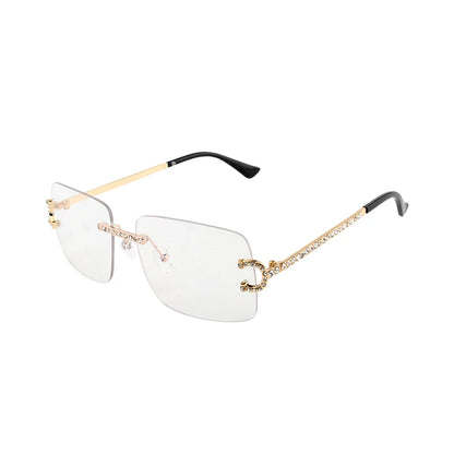 Fashion Rimless Square Sunglasses Vintage Diamond Brand Design Cut Lens Sun Glasses Men Women Metal Frame Luxury Eyewear