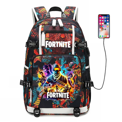 Mochila escolar para estudante com estampado do jogo Fortnite, para rapazes e raparigas, grande capacidade, impermeável, leve e resistente, presente de aniversário