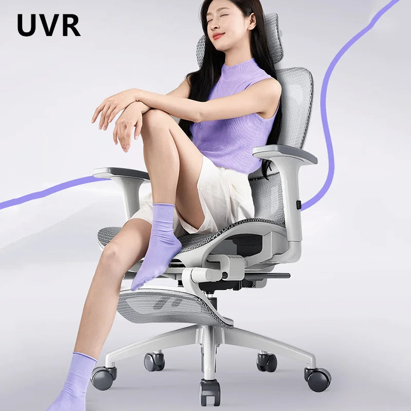 UVR Ergonomic Chair Lift Adjustable Swivel Chair Sedentary Comfort Mesh Staff Chair Reclining Backrest Stool Mesh Office Chair