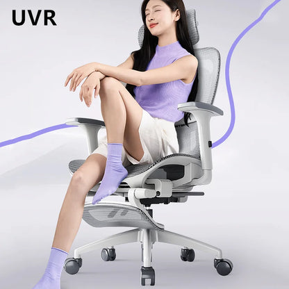 UVR Ergonomic Chair Lift Adjustable Swivel Chair Sedentary Comfort Mesh Staff Chair Reclining Backrest Stool Mesh Office Chair