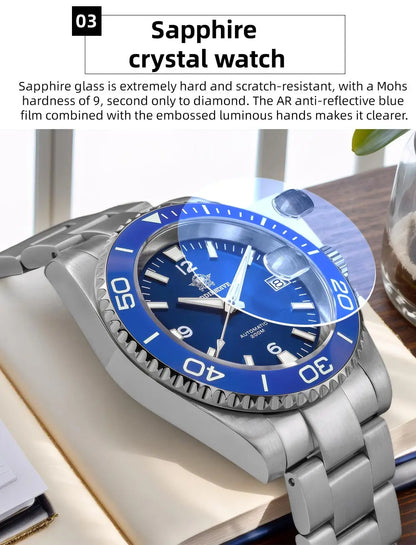ADDIESDIVE New Diving Gift Watch Men 8215 Automatic Sapphire AR Coated Glass Ceramic Bezel Waterproof 200m Luminous Stainless St
