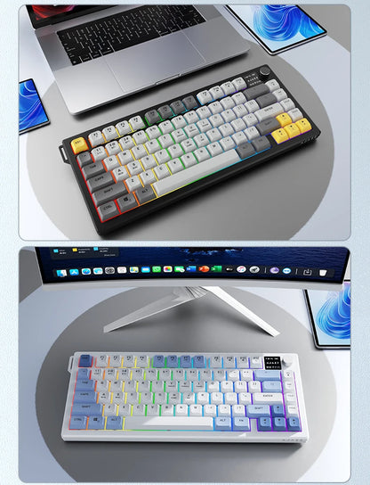 Tastiera AJAZZ AF82 Office Low Profile RGB cablata/wireless da gaming, layout 75% con 82 tasti, batteria 4000mAh per Win/Mac