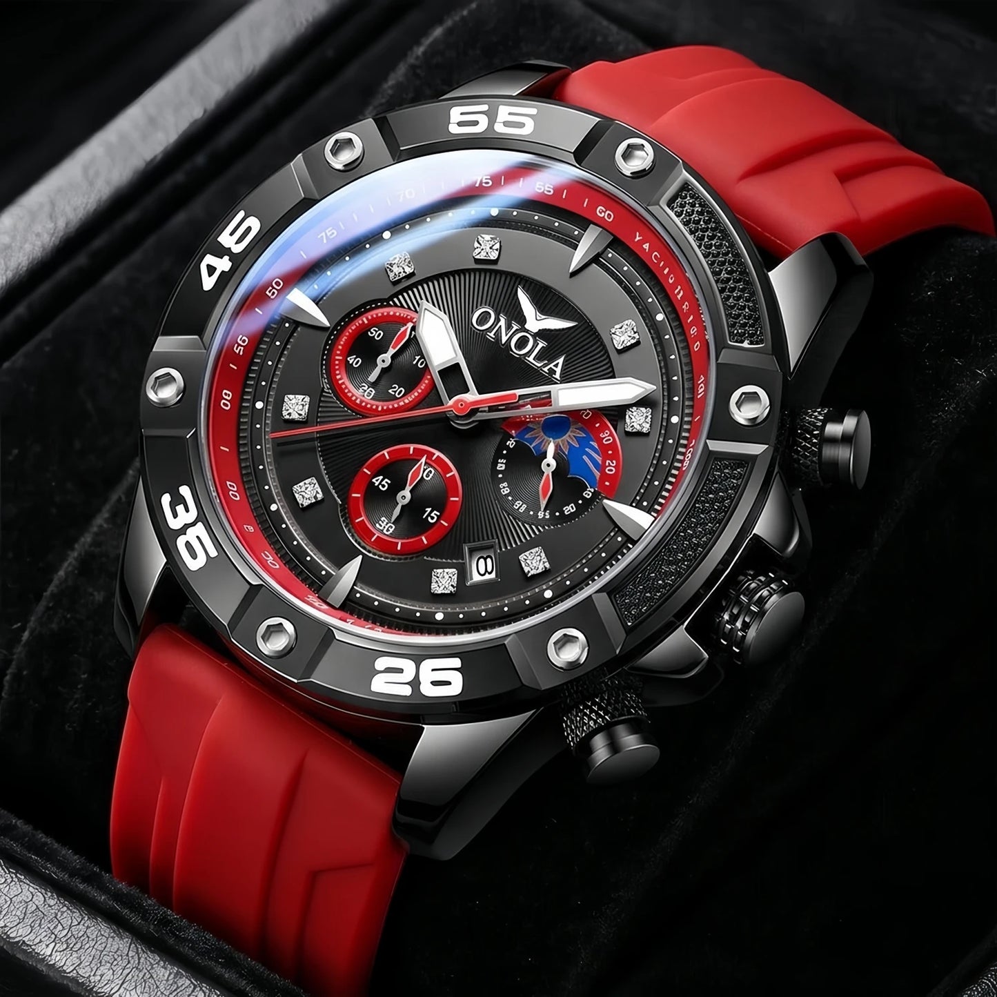 ONOLA New Fashion Casual Men's Watch Multi functional Fluorescent Tape Waterproof Quartz Military Watch Men's Clock High Quality