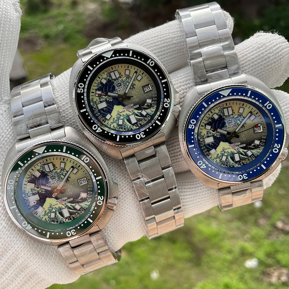 STEELDIVE SD1970J Kanagawa Turtle Full Luminous Dial Ceramic Bezel NH35 Automatic STEELDIVE Official Store Men's Dive Watch