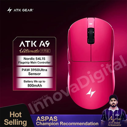 ATK Dragonfly A9 Ultimate kabellose Gaming-Maus A9 Air PAW3950 ultraleichte ergonomische E-Sports-Gamer-FPS-Maus CSGO A9 Ultra
