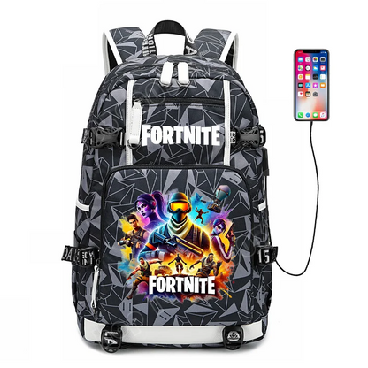 Mochila escolar para estudante com estampado do jogo Fortnite, para rapazes e raparigas, grande capacidade, impermeável, leve e resistente, presente de aniversário