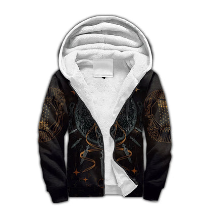 Mjolnir Odin Raven Wolf Tattoo 3D Printed Men's Winter Thicker Zip Hoodie Unisex Casual Hooded Tracksuit Warm Fleece Jacket KD16