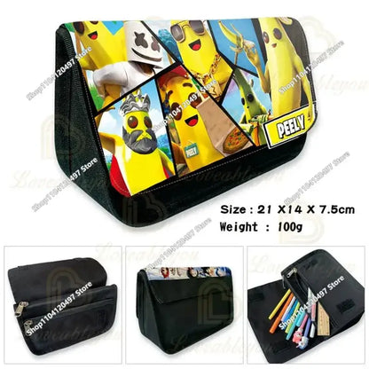 Victory Royale Student Boys Girls Fortnited Capacity Stationery PencilCase Peely Llama Hero Children's Pen Box Kids Teen Bags