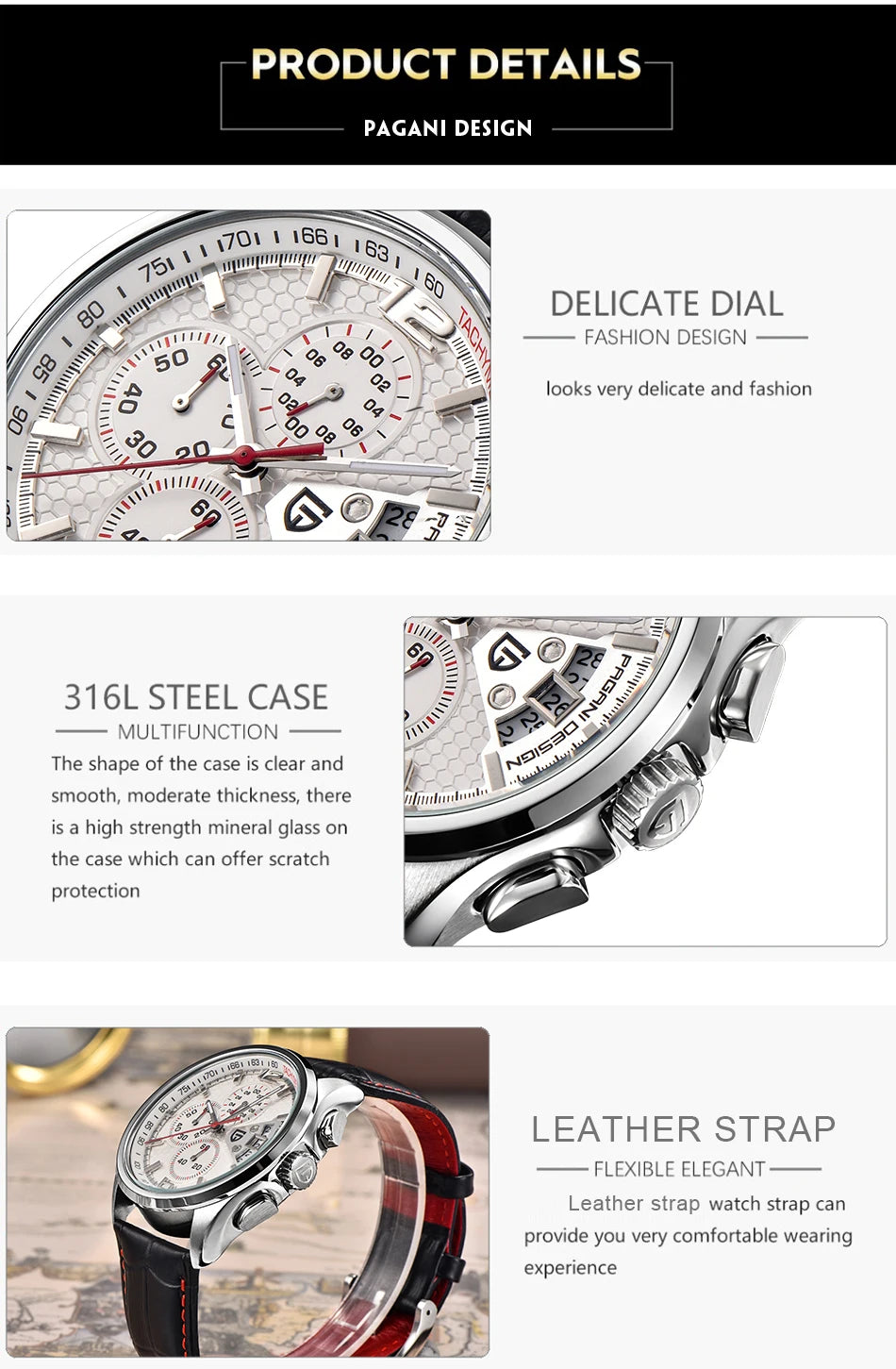 PAGANI DESIGN Watches Men Luxury Brand Multifunction Quartz Men Chronograph Sport Watch Dive 30m Casual Watch Relogio Masculino