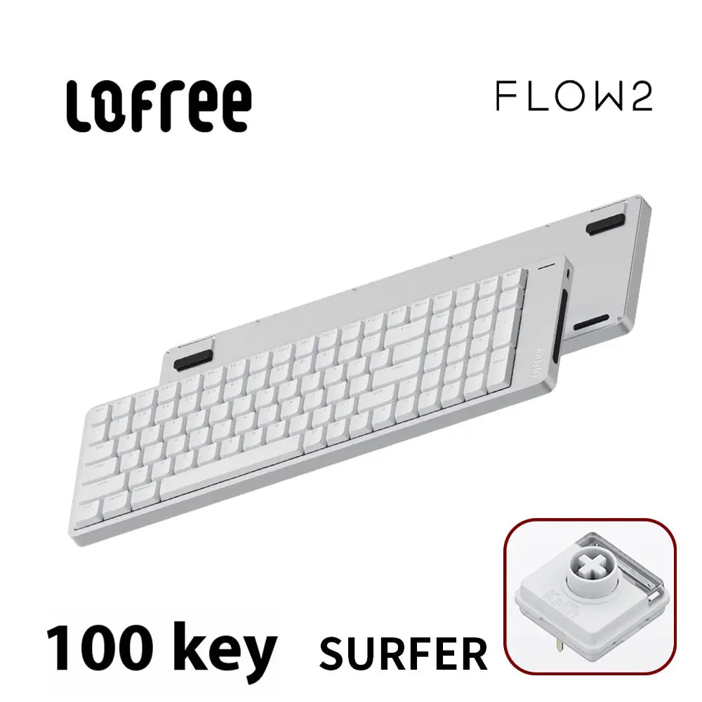 Lofree FLOW2 Mechanische Tastatur fürs Business-Büro, kabellos per Bluetooth und kabelgebunden, leiser und sanfter Klang, kompatibel, geräuscharm, Aluminiumgehäuse