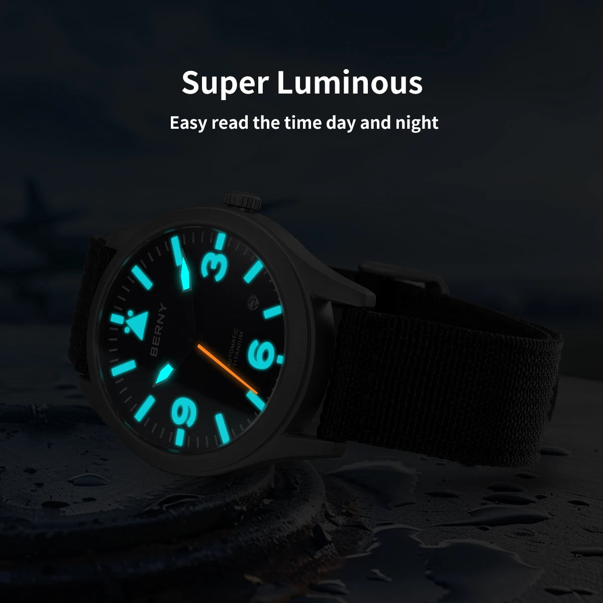 BERNY Full Titanium Automatic Watch for Men Sapphire AR Coated 10Bar Supper Luminous Men Wristwatch Sports Aviation Men Watches
