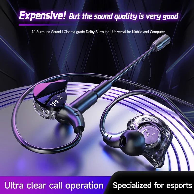 Auriculares para videojuegos con doble micrófono, auriculares estéreo Hi-Fi para videojuegos con conexión tipo C y cable de 3,5 mm, auriculares intraauriculares con reducción de ruido y micrófono para Samsung