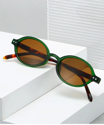 Ochelari de soare SO&EI Retro, mici, ovali, pentru femei, cu nituri, model leopard, pentru bărbați, stil punk, cu protecție UV400