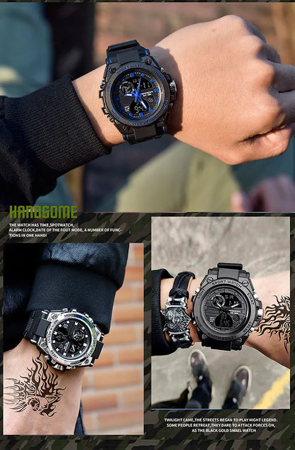 SANDA Top Luxury Watches Men Military Army Mens Watch Waterproof Sport Wristwatch Dual Display Watch Male Relogio Masculino