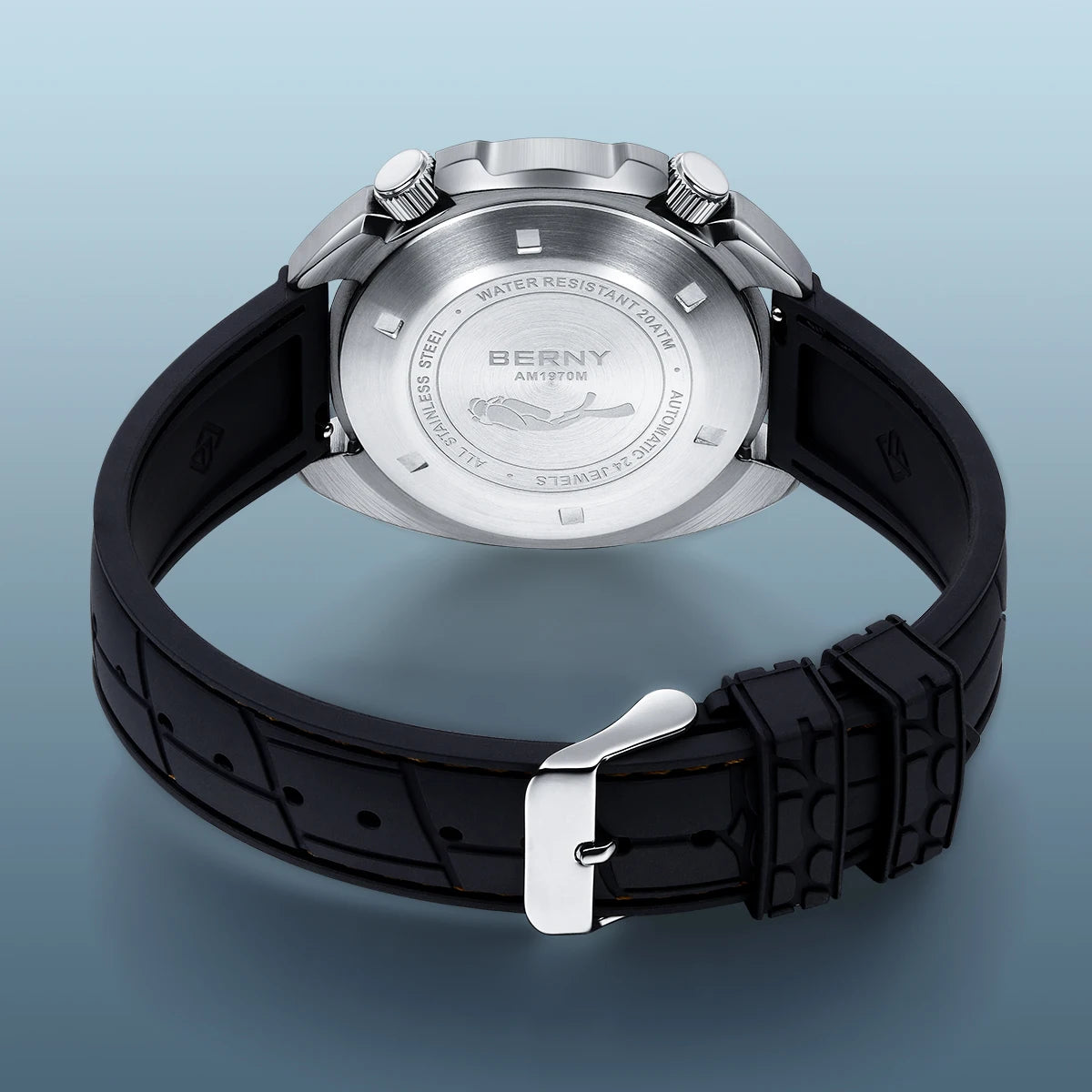 BERNY Automatic Dual Crown Diver Watch For Men Super Luminous Miyota 8215 Sapphire Swim Sport 20ATM Mechanical Men's Dive Watch