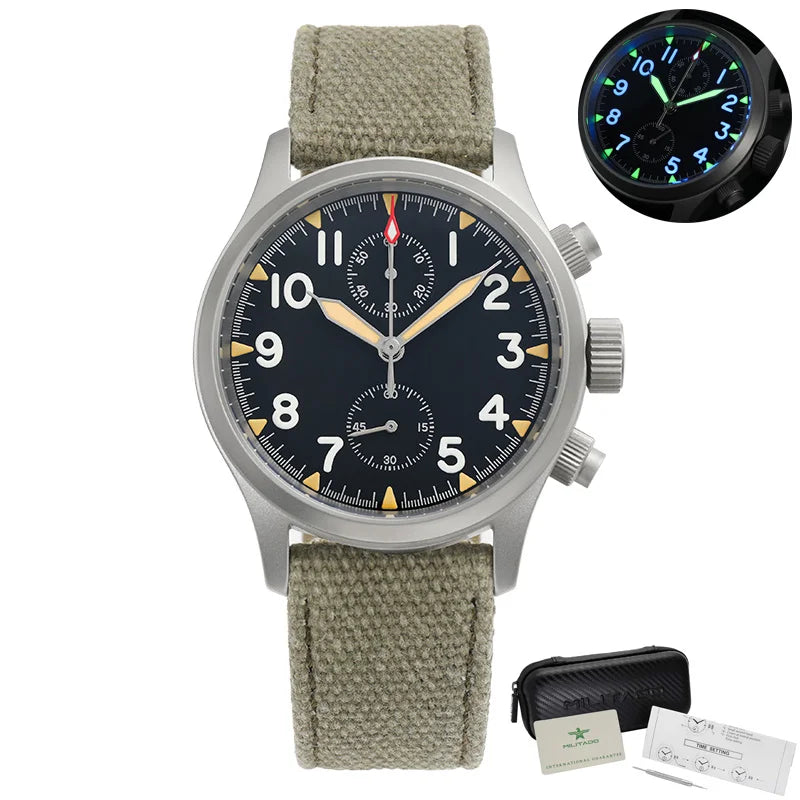Militado ML1868 Watch VK61 Quartz Movement 100m Waterproof Watches Men Stainless Steel Chronograph Sapphire Crystal Wristwatch
