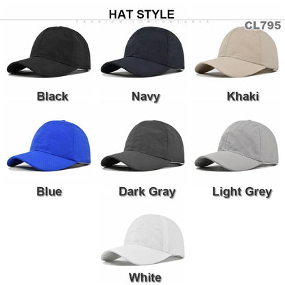 Dry Quickly Sun Cap Woman Outdoors Casual Sport Hat Men Big Size Baseball Cap 55-60cm Adjustable Sun Visor Cap Peaked Cap