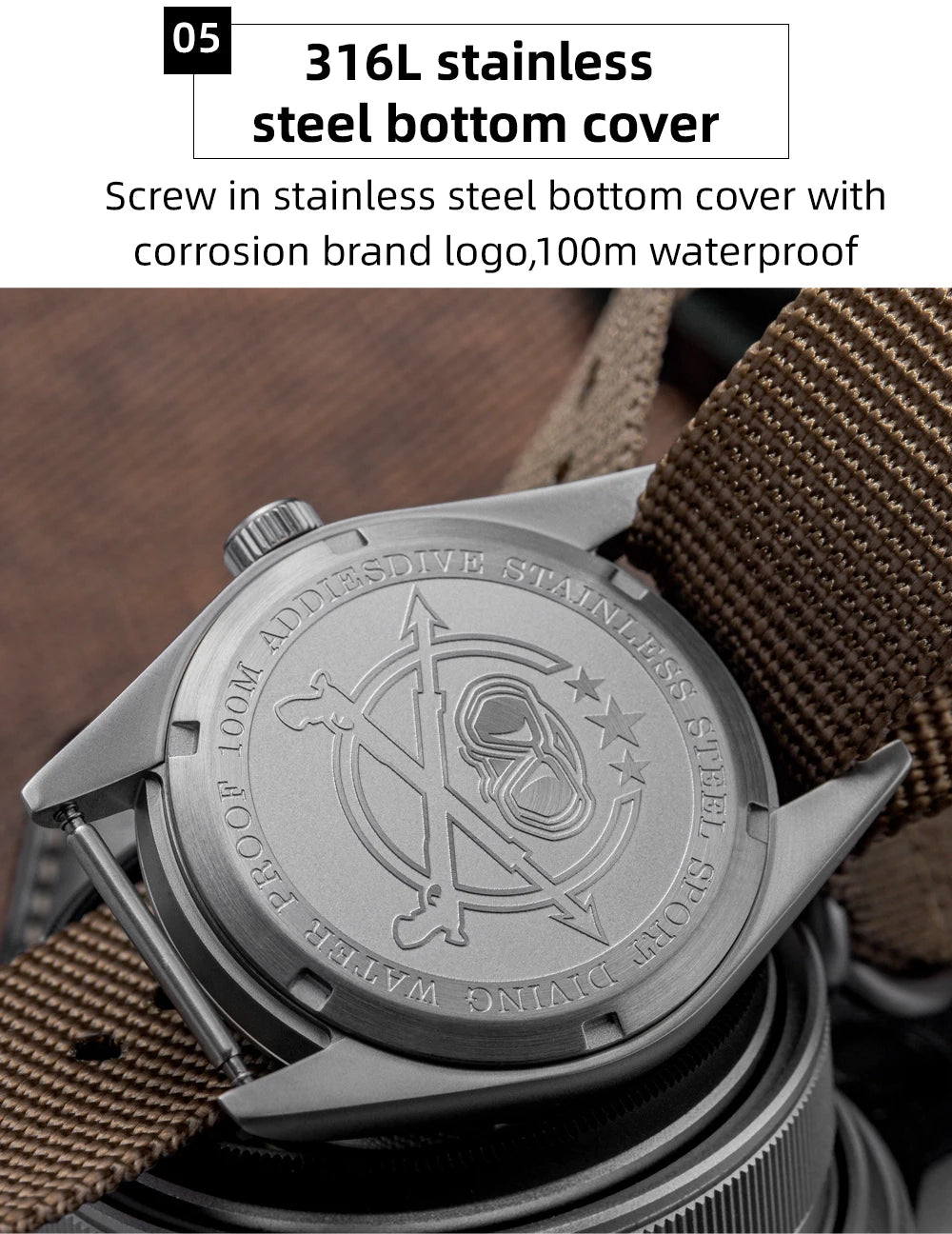 ADDIESDIVE 36mm analoge Herrenuhr mit gewölbtem Spiegelglas, 100m wasserdicht, leuchtend, schlichte Quarzuhr für Herren mit Nylonarmband
