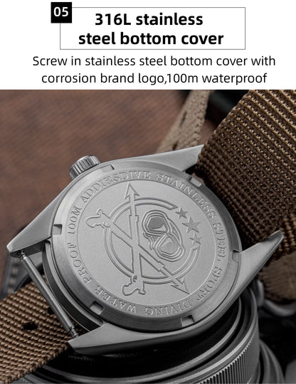 ADDIESDIVE 36mm analoge Herrenuhr mit gewölbtem Spiegelglas, 100m wasserdicht, leuchtend, schlichte Quarzuhr für Herren mit Nylonarmband