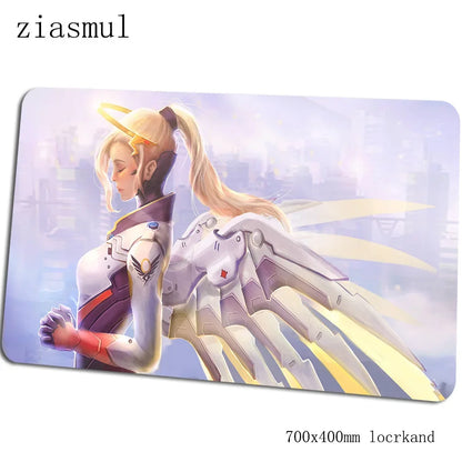 Tappetino per mouse Overwatch, elegante tappetino per computer 70x40cm, gaming mousepad grande XL, tappetino per mouse e tastiera per giochi PC e scrivania gamer