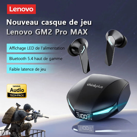 Lenovo XT53 Wireless Bluetooth 5.4 Gaming Earbuds – LED Display, Waterproof Noise Isolating Earphones with Low Latency & Microphone
