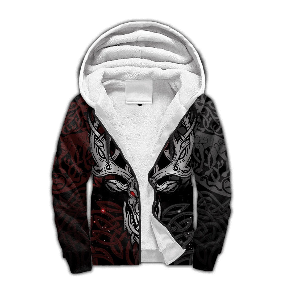 Mjolnir Odin Raven Wolf Tattoo 3D Printed Men's Winter Thicker Zip Hoodie Unisex Casual Hooded Tracksuit Warm Fleece Jacket KD16