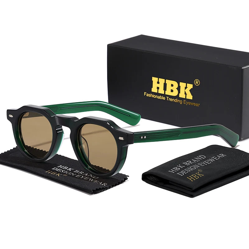 HBK Vintage – Ochelari de soare simpli, rotunzi, pentru bărbați, cu ramă mică, din acetat de înaltă calitate; ochelari de soare pentru femei, pentru petreceri, călătorii și activități în aer liber