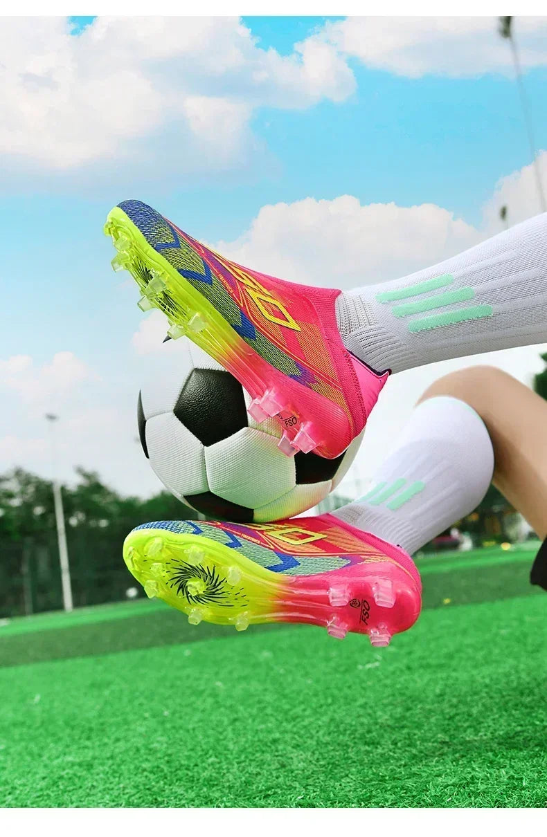 Nouvelles Chaussures de Football pour Hommes – Crampons d'Extérieur pour Entraînement sur Gazon – Baskets Mi-Montantes Légères Antidérapantes de Haute Qualité – Meilleures Ventes