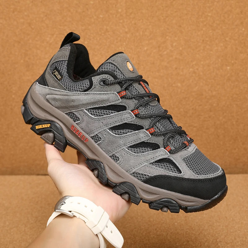 HIKEUP Hiking Shoes for Men, Designer Climbing Trekking Sneakers, Leather Outdoor Sports Work Shoes, Running Shoes