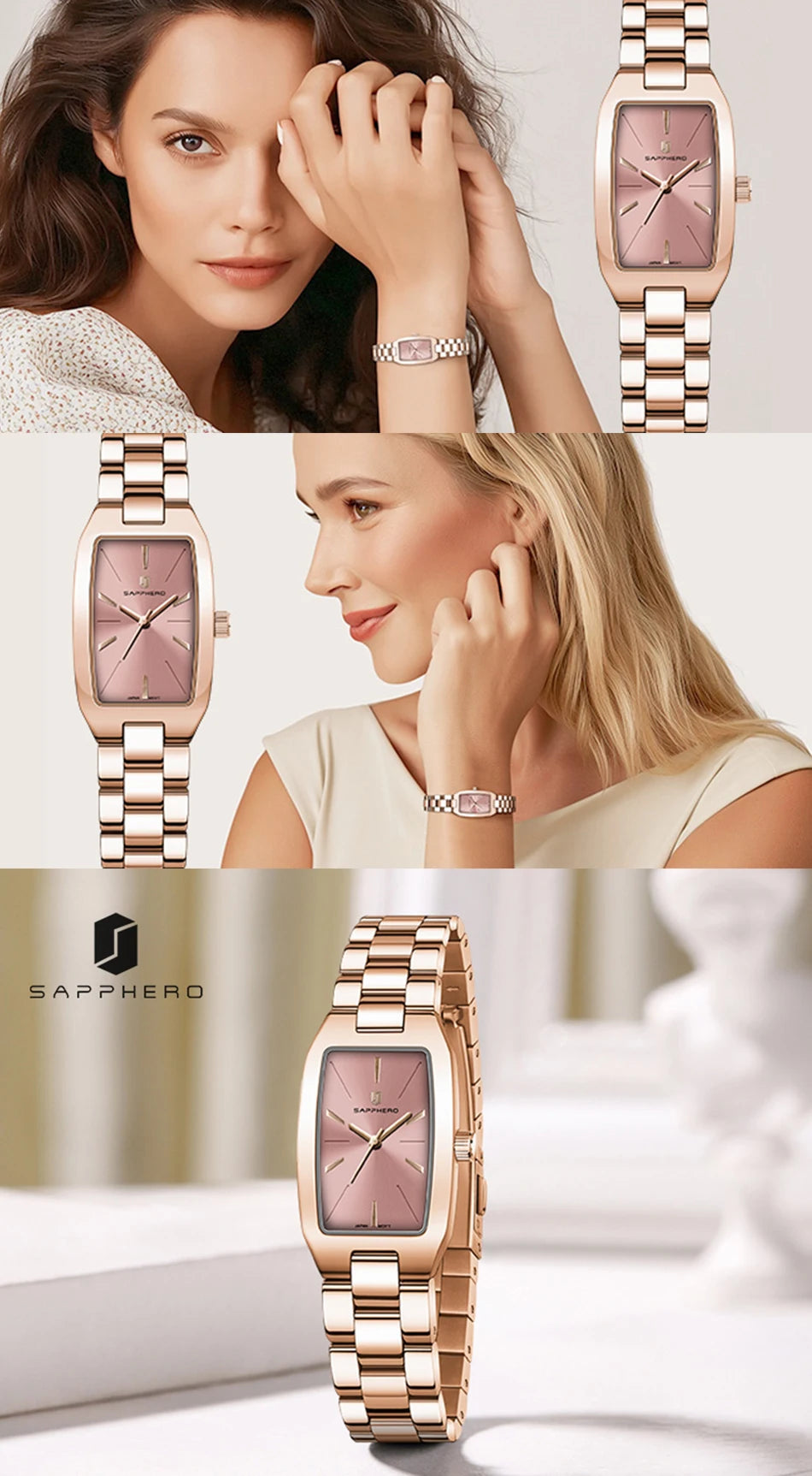 SAPPHEROLuxury Women's Watch Stainless Steel Strap Waterproof Watch Ultra-thin Dial  Fashion Simple Women's Watch Accurate Watch