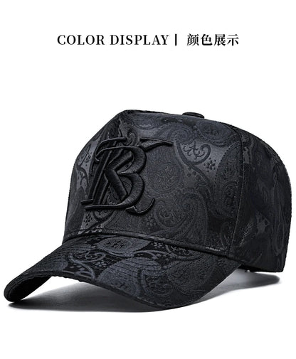 2024 Fashion Embroidery High top Baseball Cap Men's cashew print outdoor casual Cap face Trim four seasons