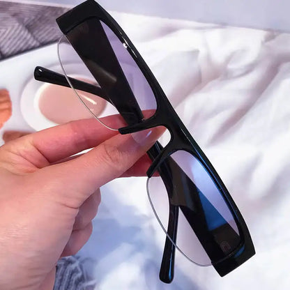 ochelari de soare vintage, mici, dreptunghiulari, cu jumătate de ramă, negri, cu lentile în degrade leopard, pentru femei, ochelari de soare la modă pentru condus