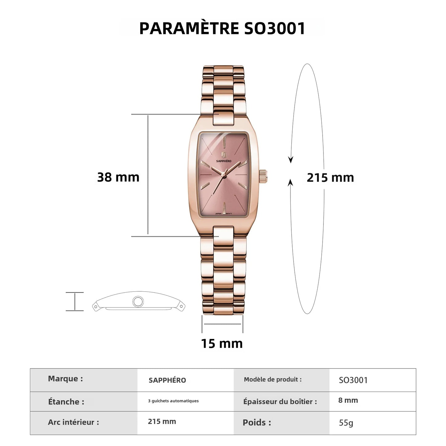 SAPPHEROLuxury Women's Watch Stainless Steel Strap Waterproof Watch Ultra-thin Dial  Fashion Simple Women's Watch Accurate Watch
