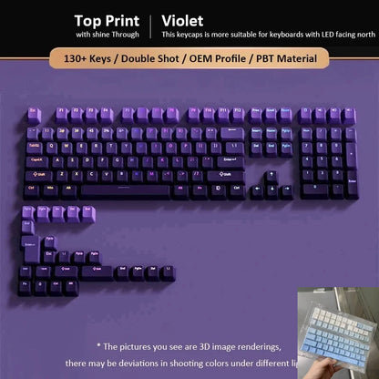 133+ Keys OEM Profile Gradient Keycaps For Cherry MX Switch Mechanical Gamer Keyboard PBT backlit RGB Keycap ISO Layout Key caps