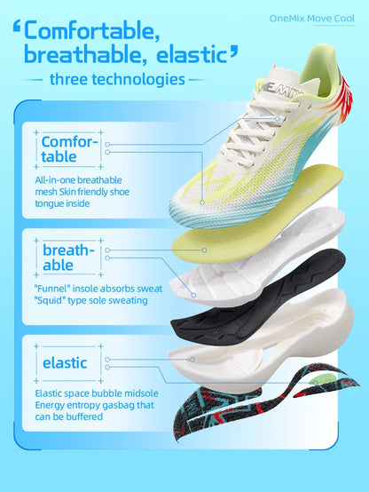 ONEMIX 2025 Carbon Plate Men Women Running Sports Shoes Breathable Cushioning Non-Slip PB Lightweight Rebound Sneakers