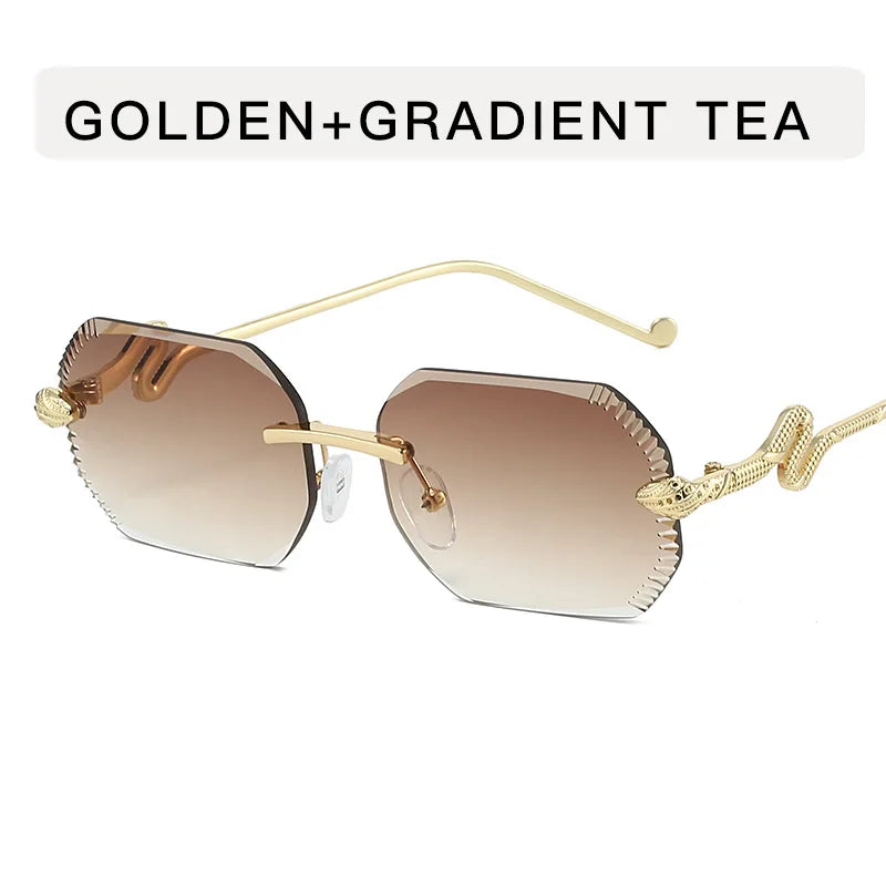 Ochelari de soare decorativi din metal, în formă de șarpe – ramă neregulată unisex, protecție UV, ochelari de soare