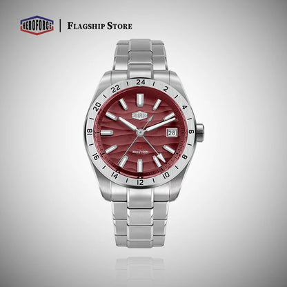 HEROFORCE Quality Original GMT Men Clock Waterproof Luminous Date Luxury Man Watch Stainless Steel Quartz Men's Watches Male